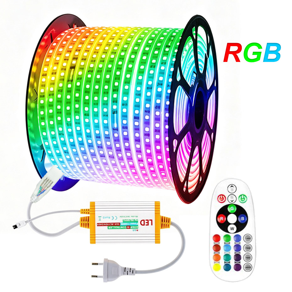 1m-50m 220V RGB LED Strip 5050 - огляд і ціна Outdoor Power Strip Weatherproof